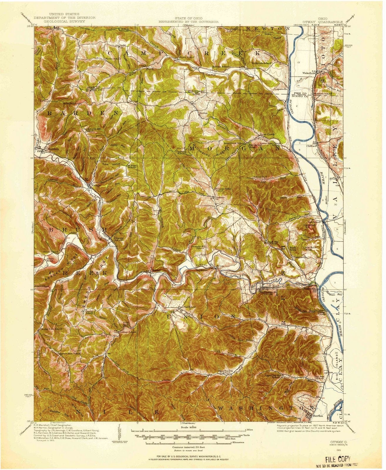 1915 Otway, OH - Ohio - USGS Topographic Map