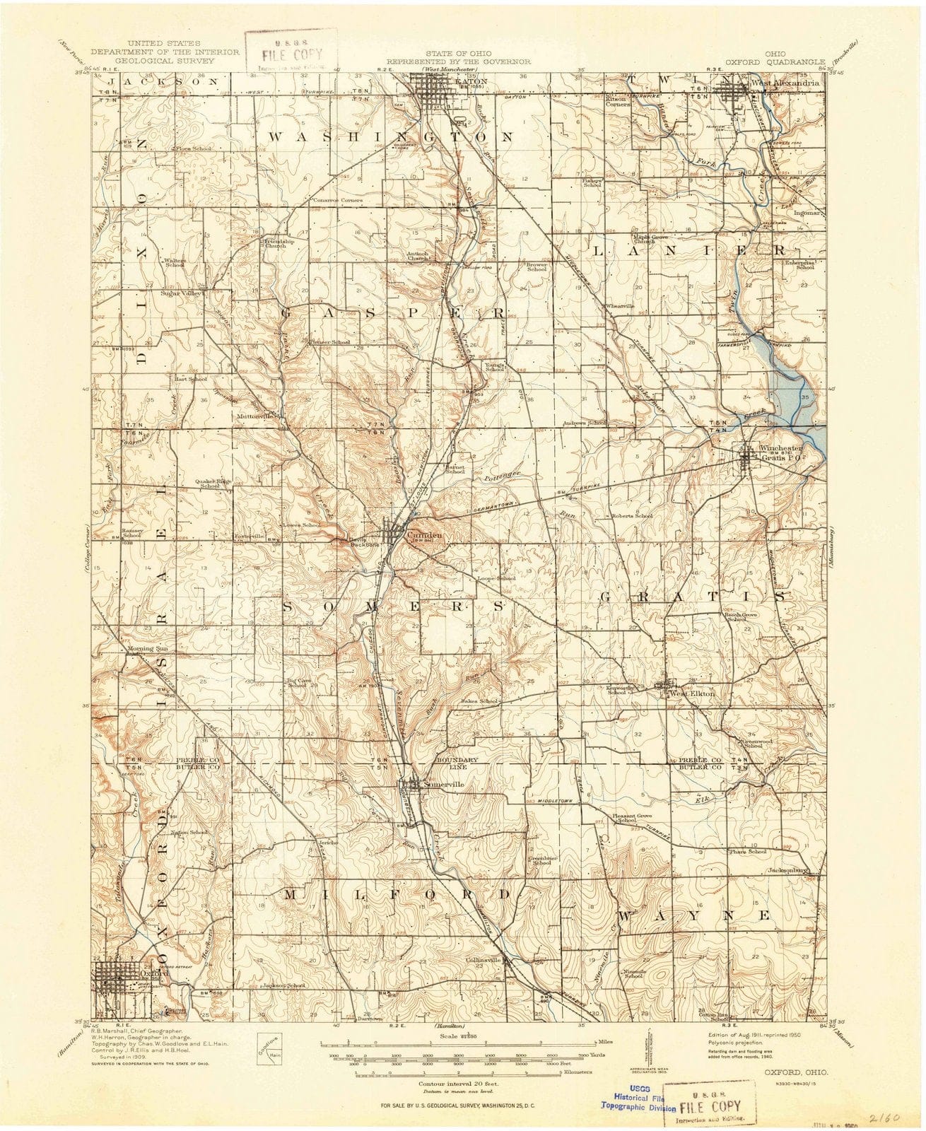 1911 Oxford, OH - Ohio - USGS Topographic Map