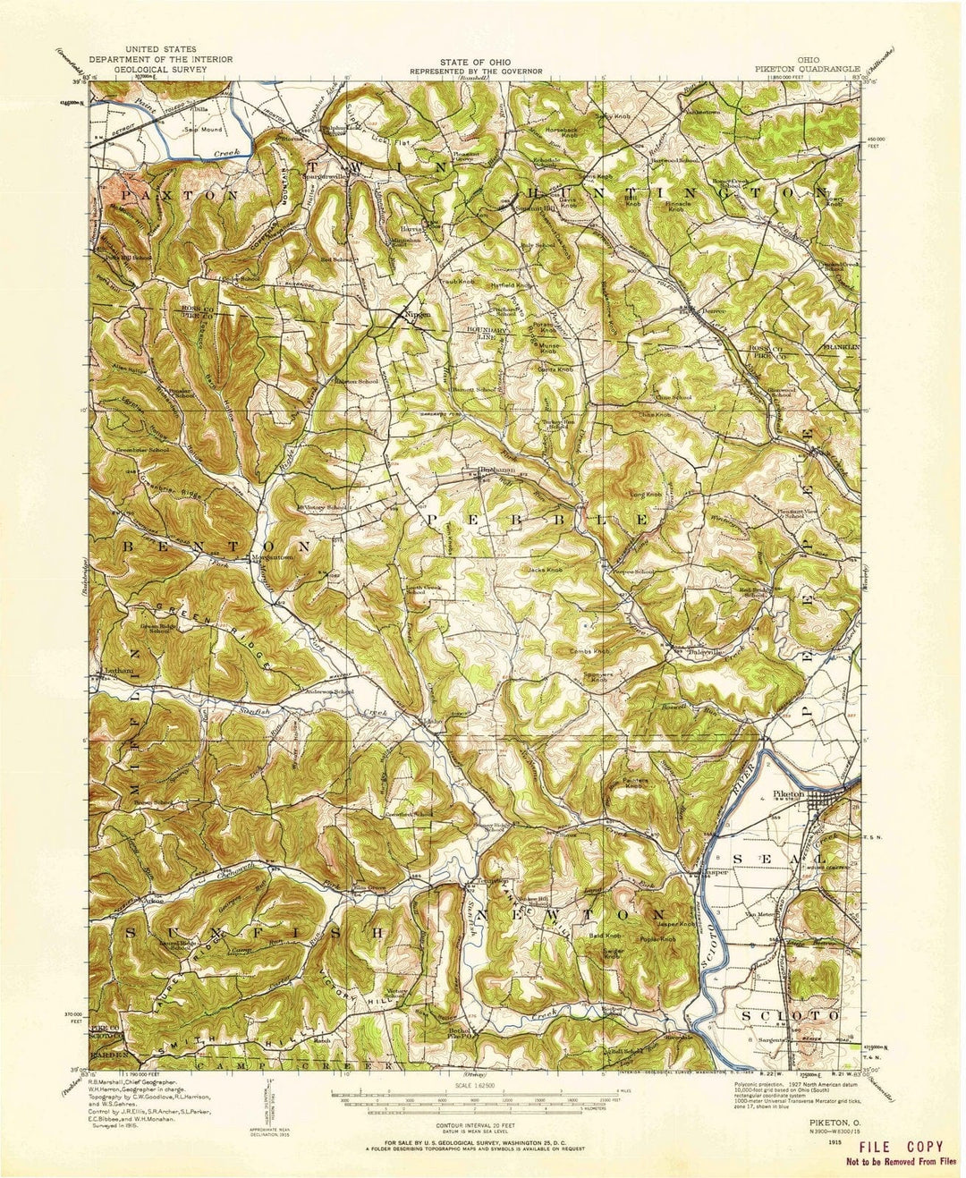 1915 Piketon, OH - Ohio - USGS Topographic Map