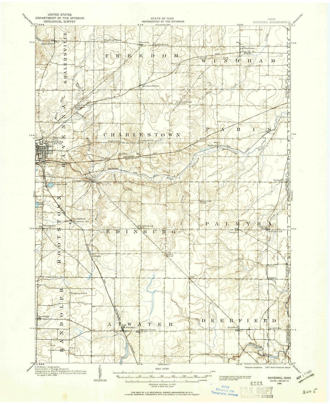 1906 Ravenna, OH - Ohio - USGS Topographic Map