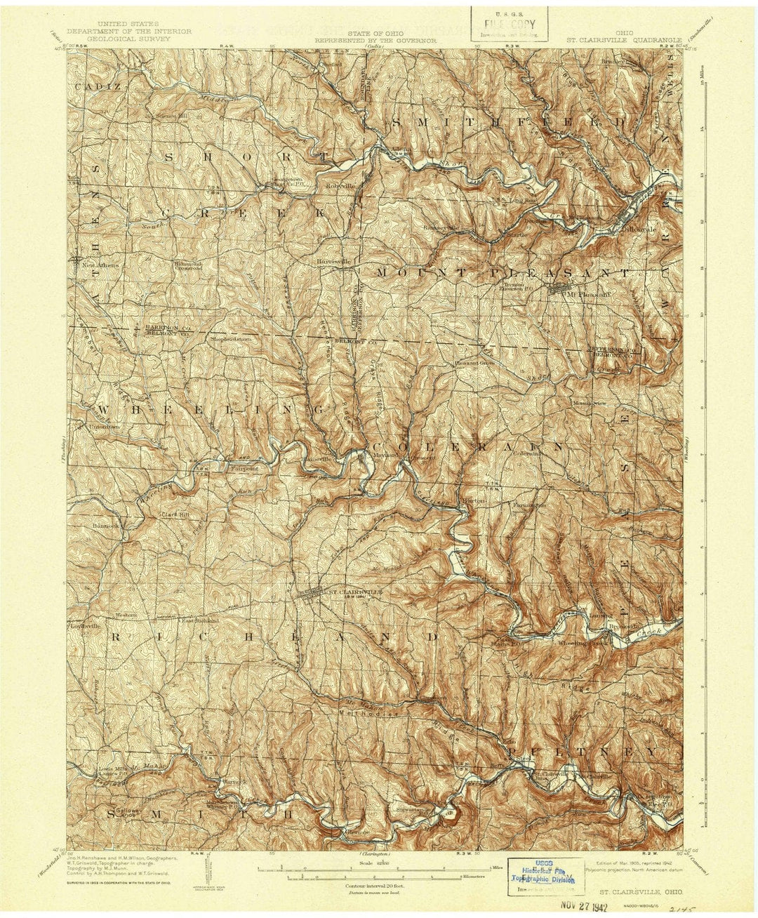 1905 St. Clairsville, OH - Ohio - USGS Topographic Map