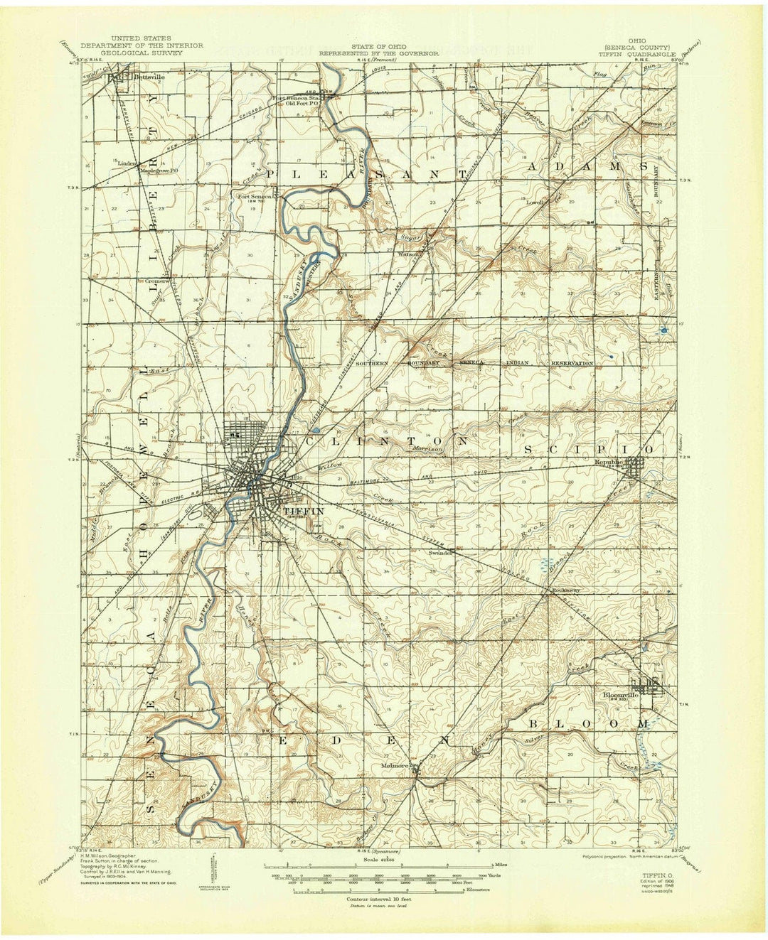 1906 Tiffin, OH - Ohio - USGS Topographic Map