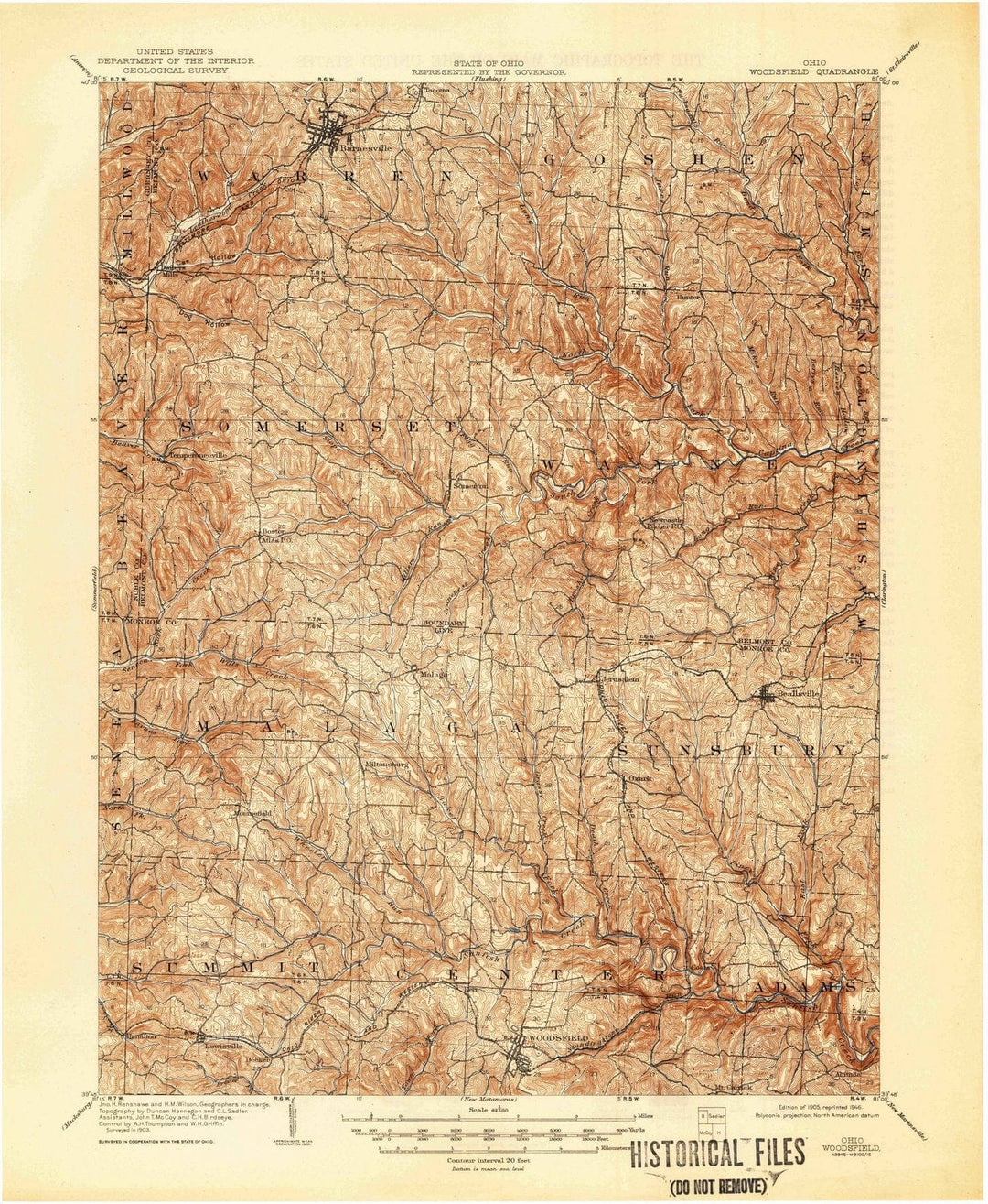 1905 Woodsfield, OH - Ohio - USGS Topographic Map