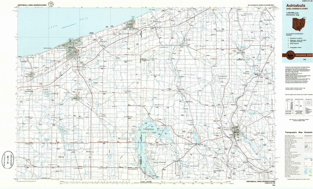1986 Ashtabula, OH - Ohio - USGS Topographic Map
