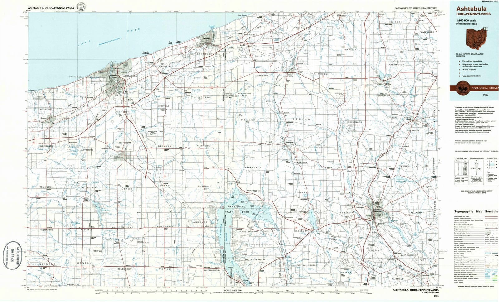 1986 Ashtabula, OH - Ohio - USGS Topographic Map