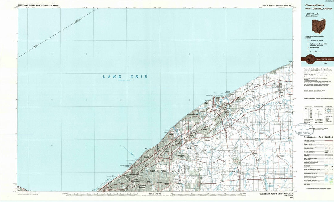 1985 Cleveland North, OH - Ohio - USGS Topographic Map