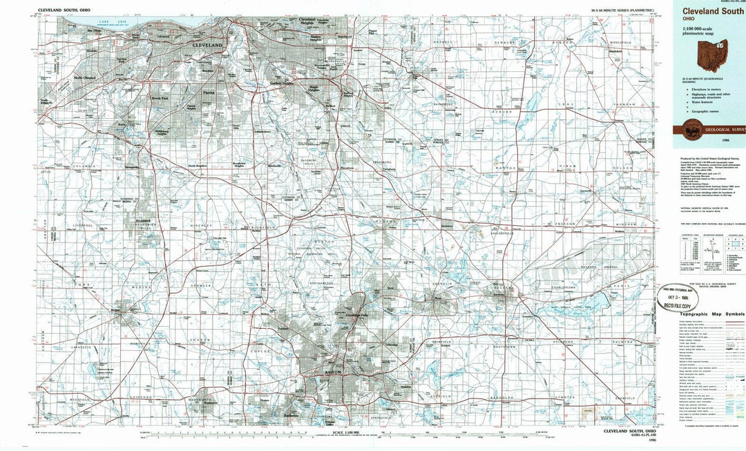 1986 Cleveland South, OH - Ohio - USGS Topographic Map