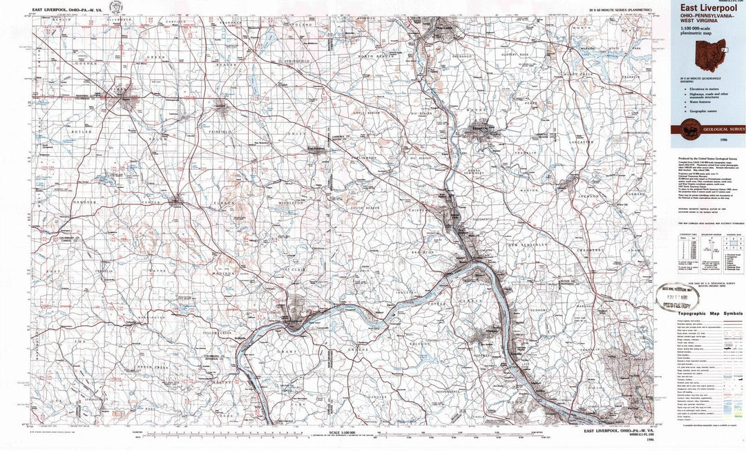 1986 East Liverpool, OH - Ohio - USGS Topographic Map