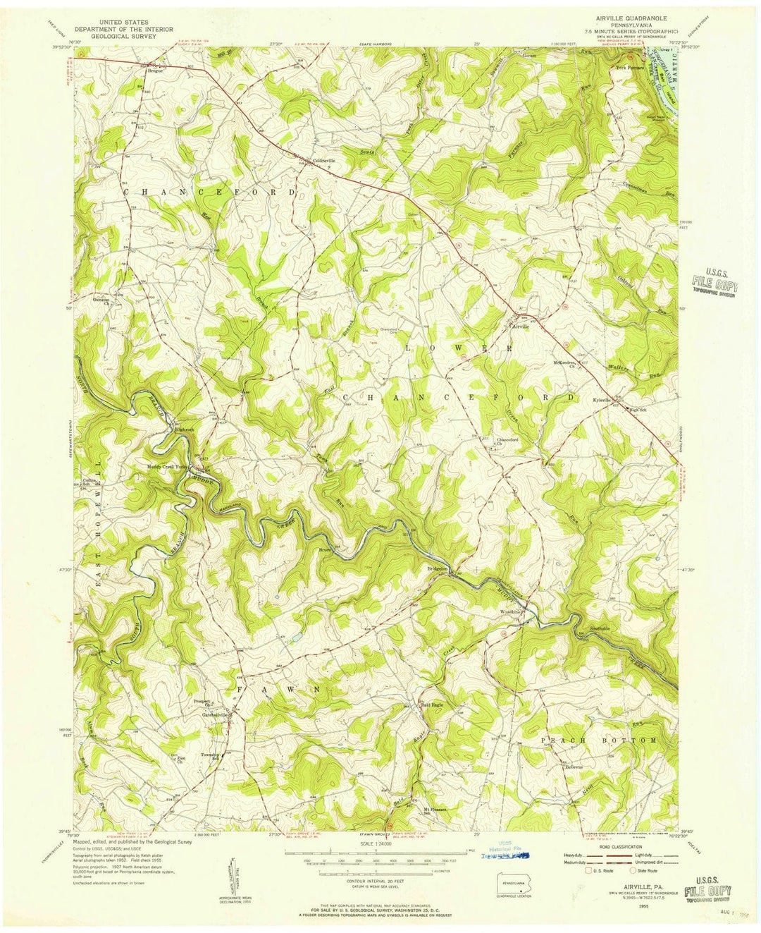 1955 Airville, PA - Pennsylvania - USGS Topographic Map