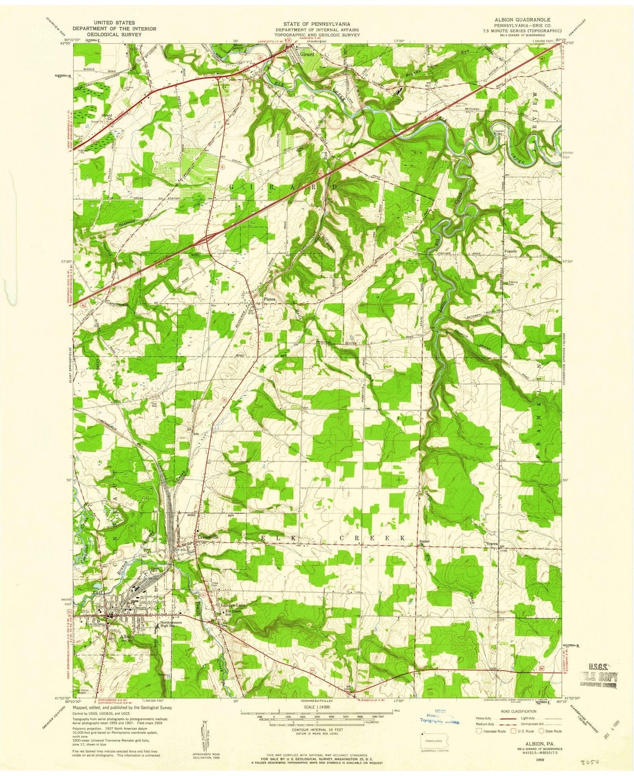 1959 Albion, PA - Pennsylvania - USGS Topographic Map