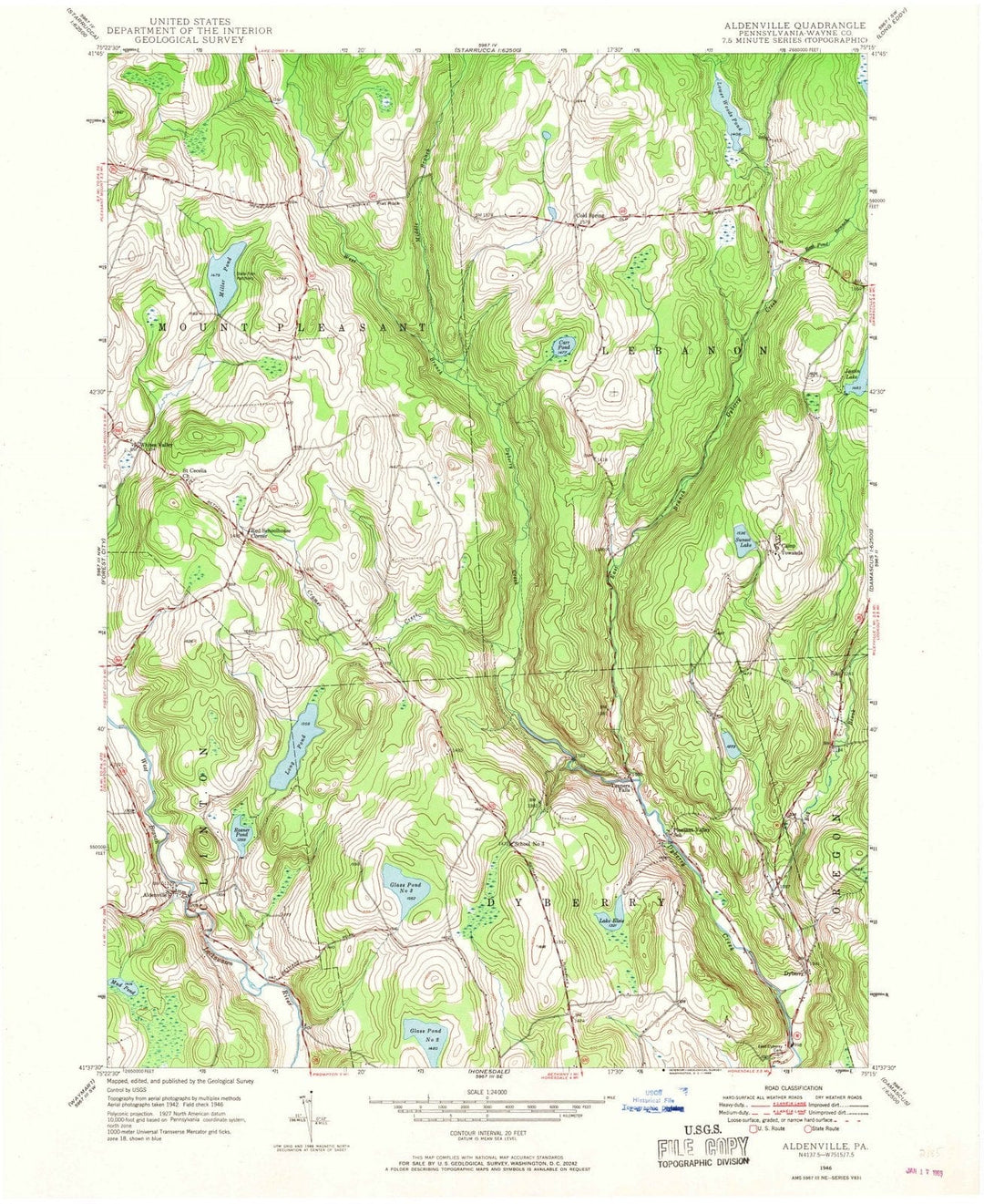 1946 Aldenville, PA - Pennsylvania - USGS Topographic Map