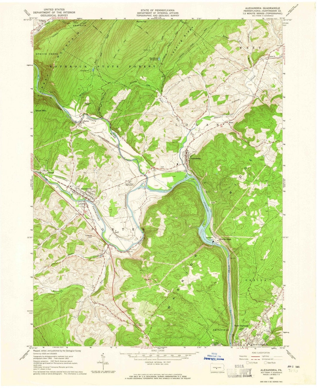 1963 Alexandria, PA - Pennsylvania - USGS Topographic Map