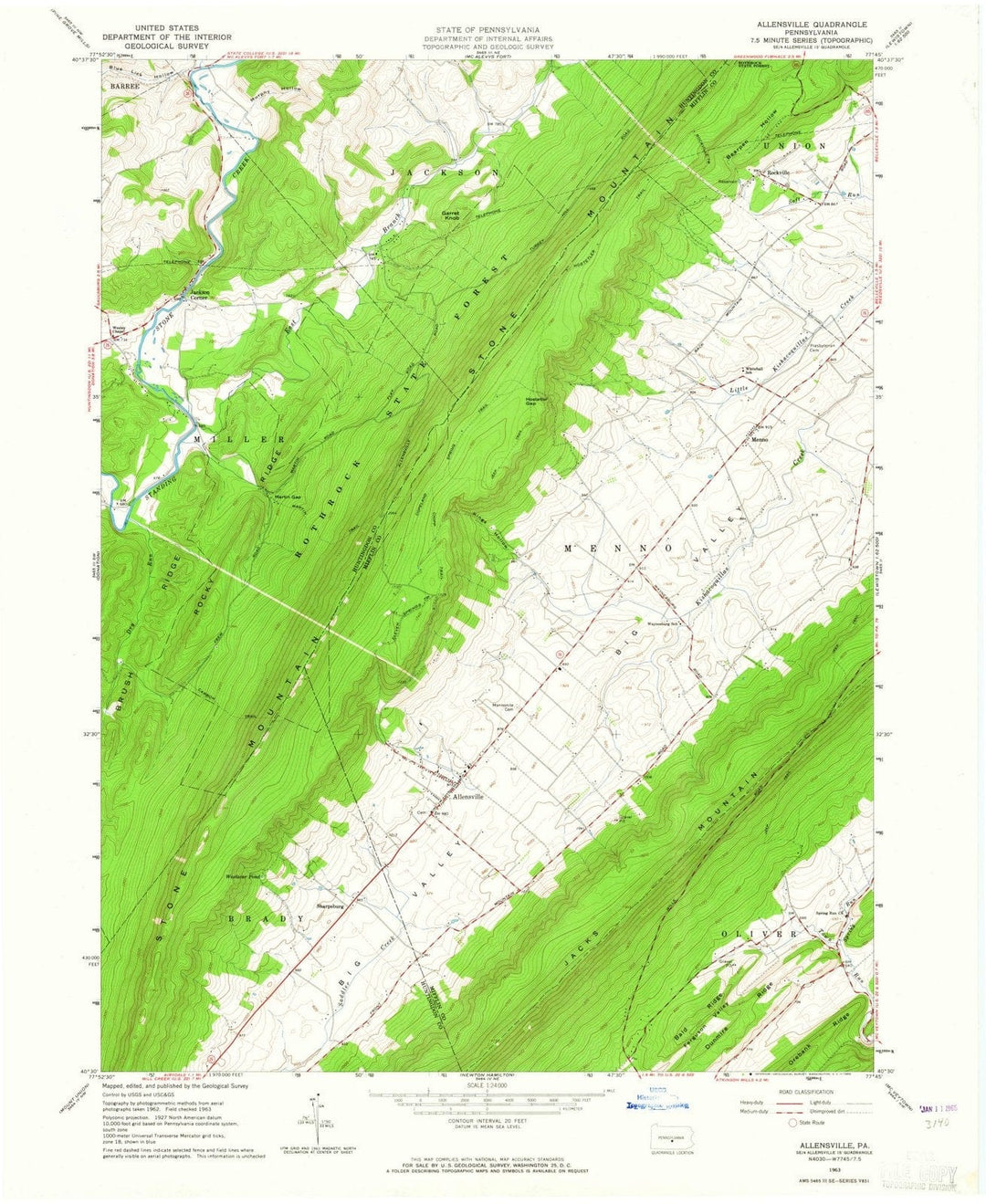 1963 Allensville, PA - Pennsylvania - USGS Topographic Map