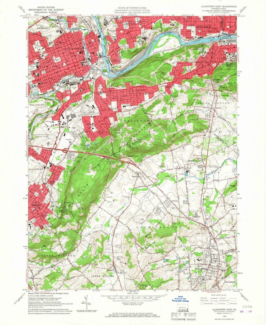 1964 Allentown East, PA - Pennsylvania - USGS Topographic Map