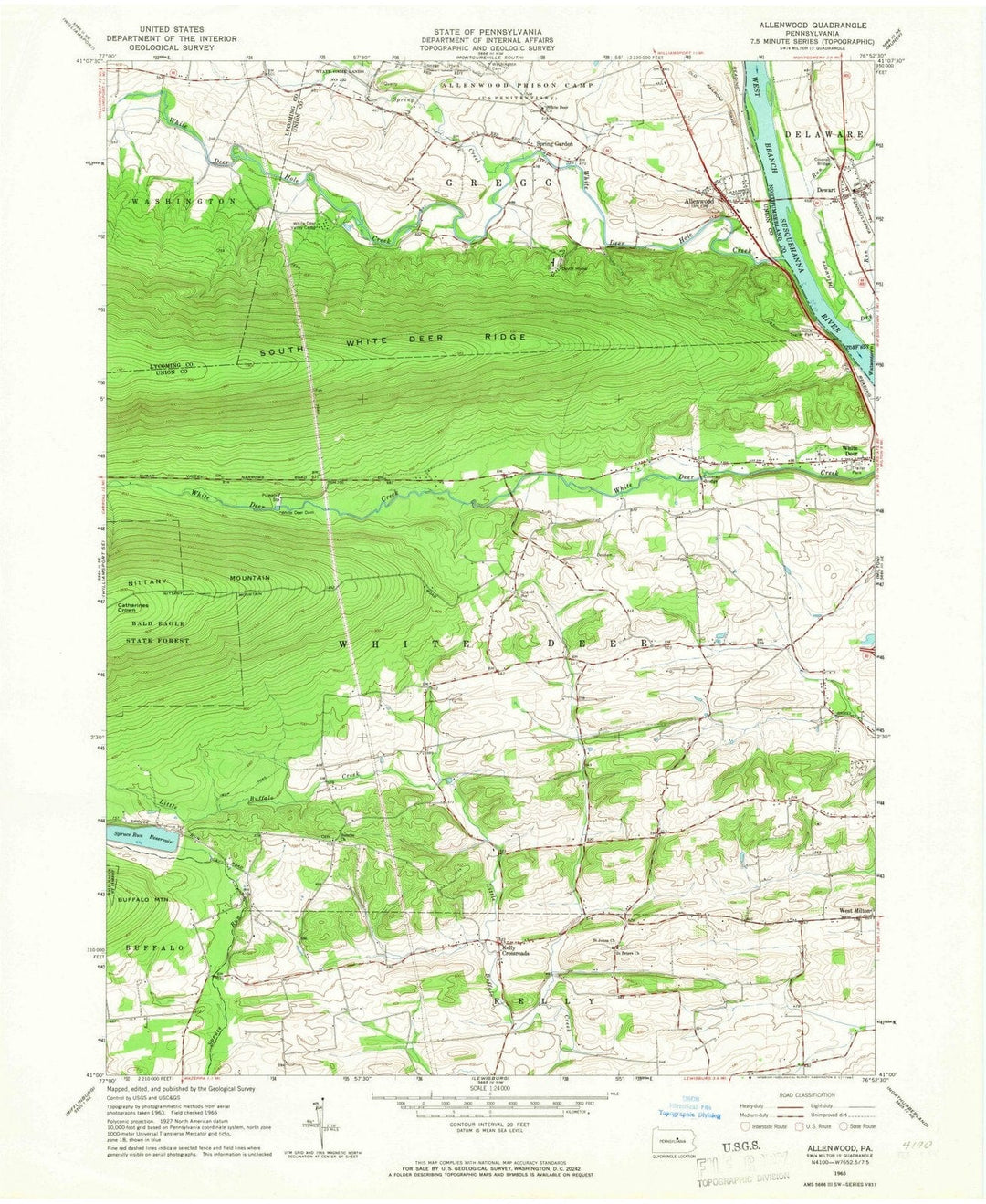 1965 Allenwood, PA - Pennsylvania - USGS Topographic Map