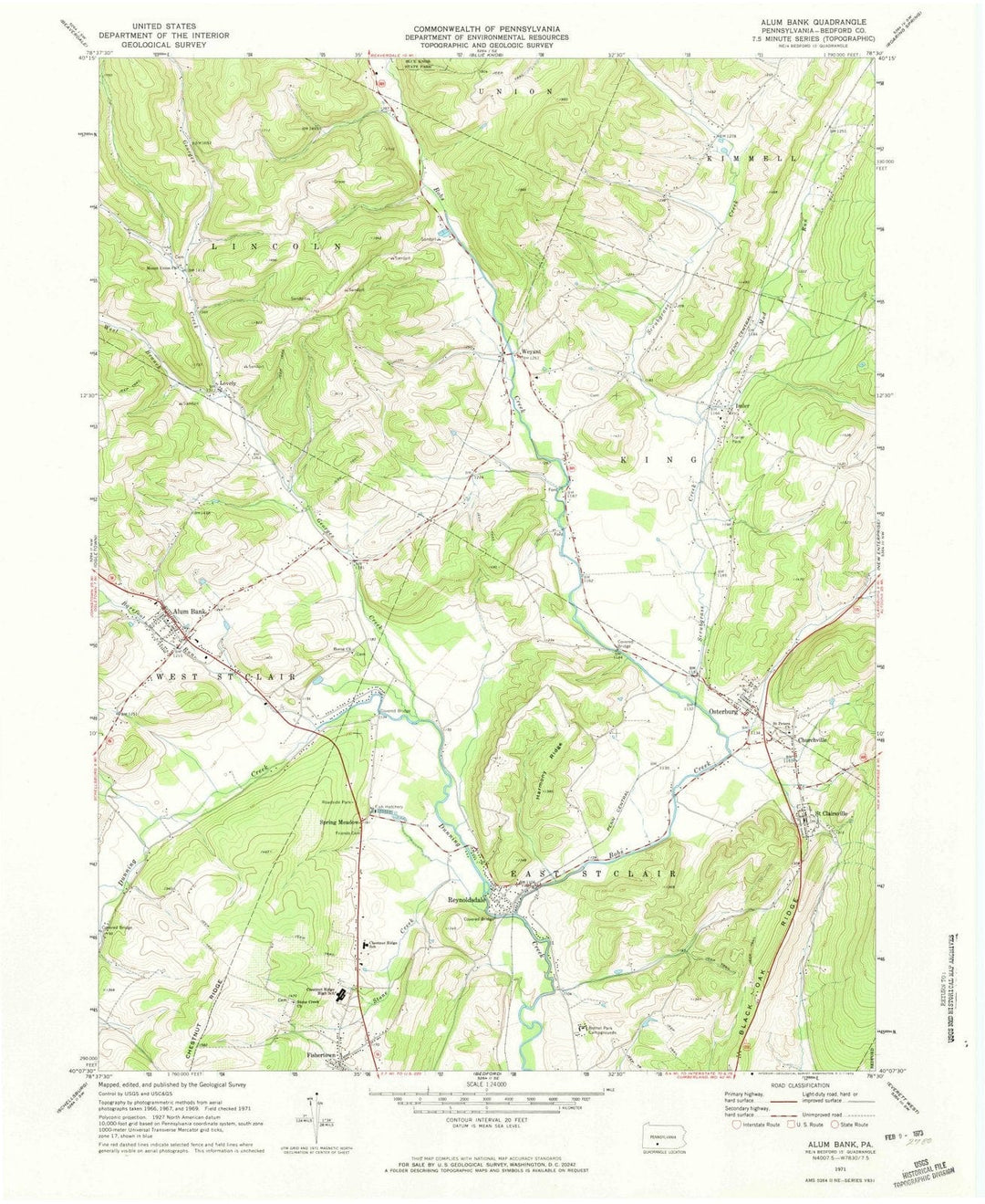 1971 Alum Bank, PA - Pennsylvania - USGS Topographic Map