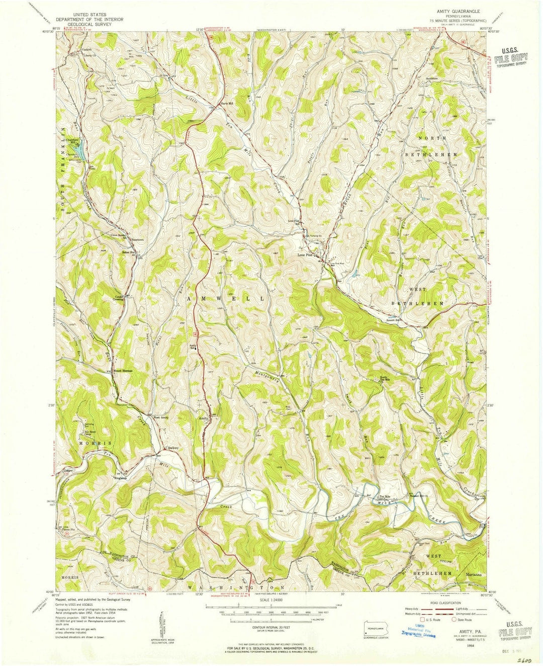 1954 Amity, PA - Pennsylvania - USGS Topographic Map