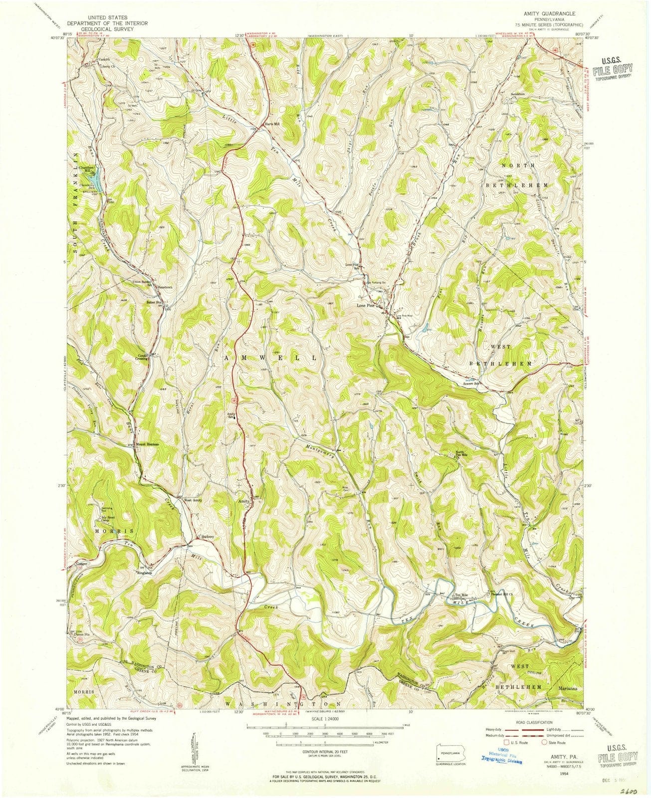 1954 Amity, PA - Pennsylvania - USGS Topographic Map