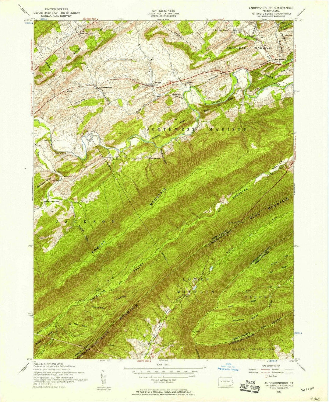 1952 Andersonburg, PA - Pennsylvania - USGS Topographic Map