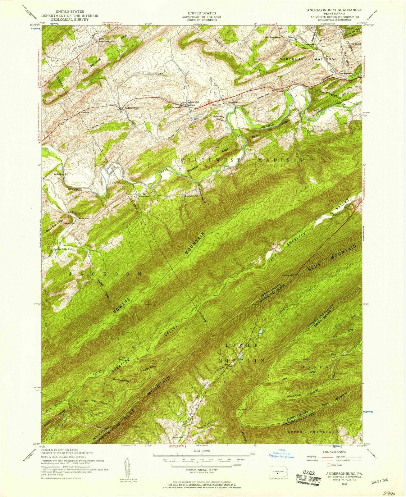 1952 Andersonburg, PA - Pennsylvania - USGS Topographic Map