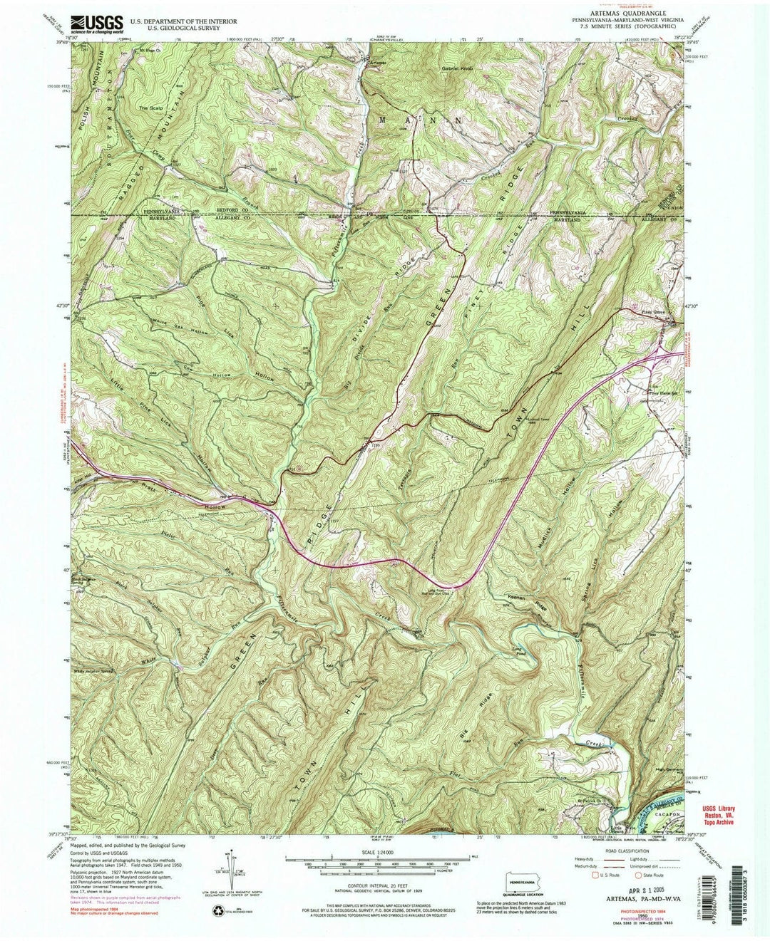 1950 Artemas, PA - Pennsylvania - USGS Topographic Map