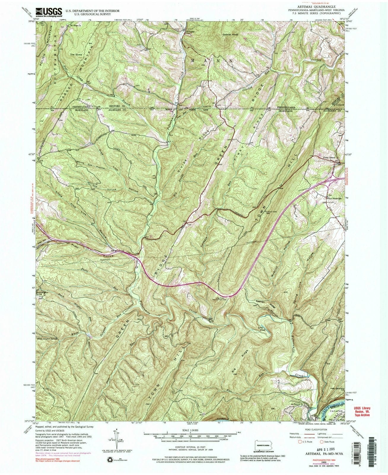 1950 Artemas, PA - Pennsylvania - USGS Topographic Map