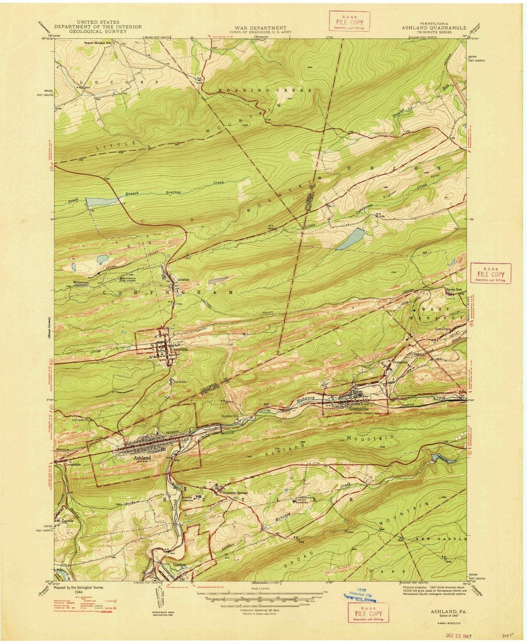 1947 Ashland, PA - Pennsylvania - USGS Topographic Map