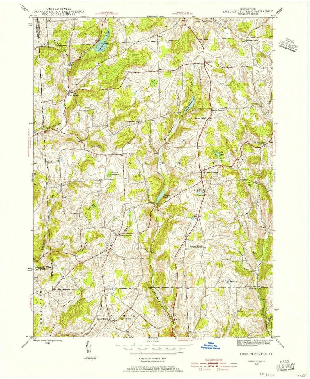 1945 Auburn Center, PA - Pennsylvania - USGS Topographic Map