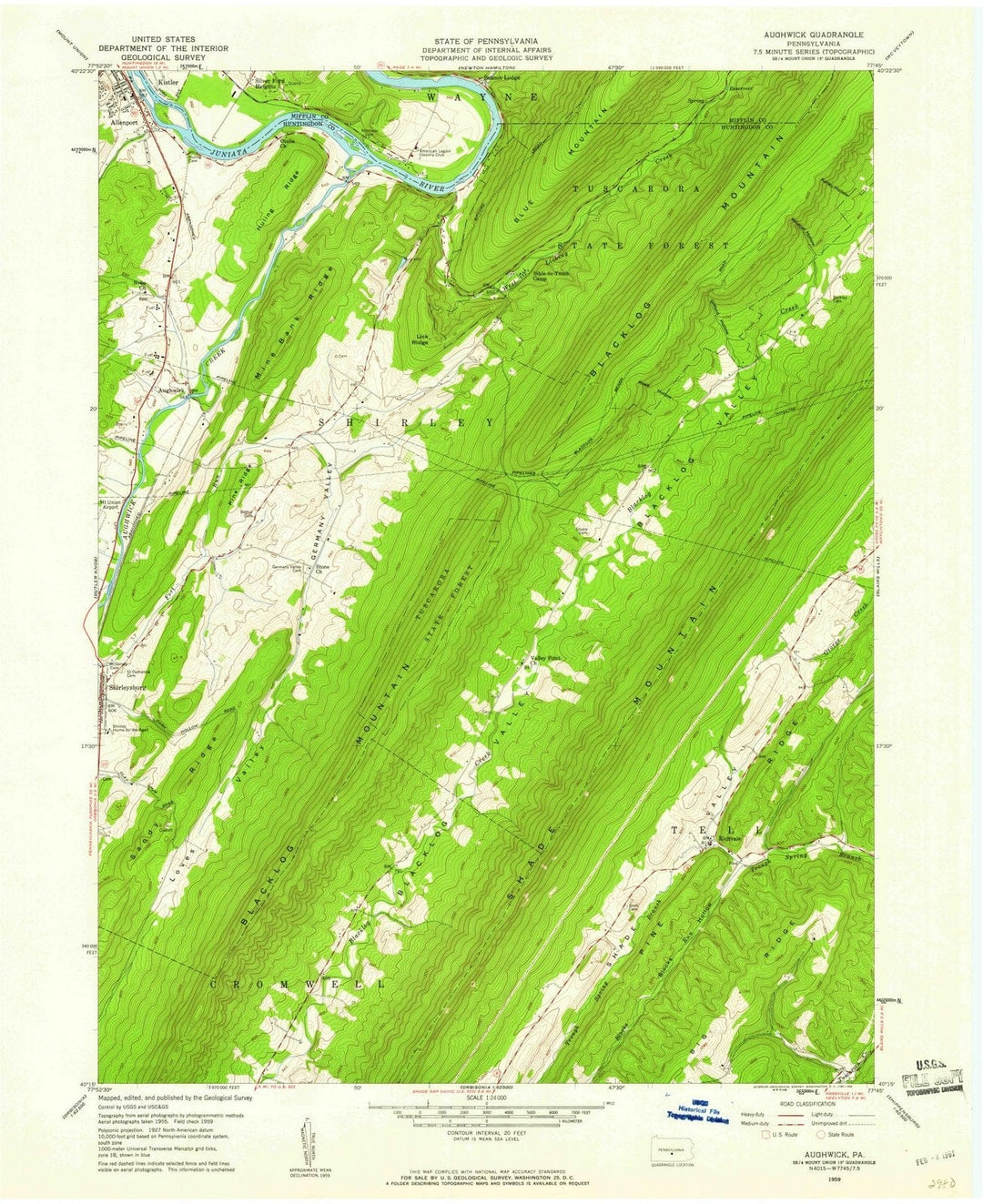 1959 Aughwick, PA - Pennsylvania - USGS Topographic Map