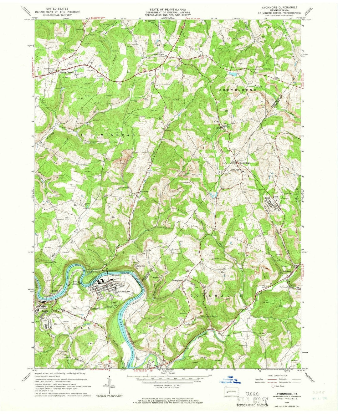 1964 Avonmore, PA - Pennsylvania - USGS Topographic Map