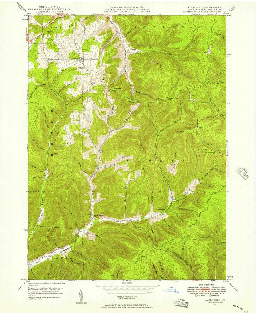 1947 Ayers Hill, PA - Pennsylvania - USGS Topographic Map