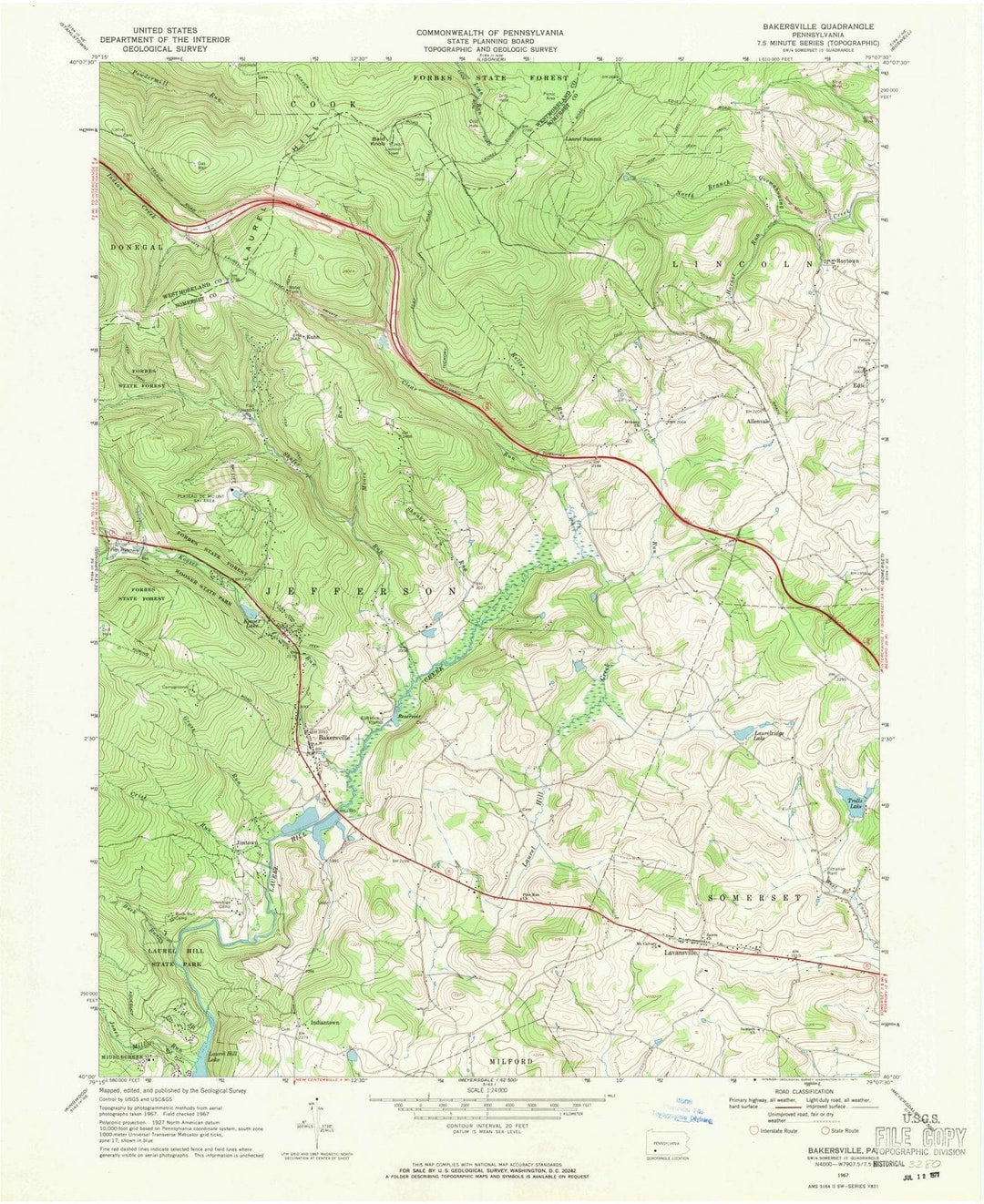 1967 Bakersville, PA - Pennsylvania - USGS Topographic Map