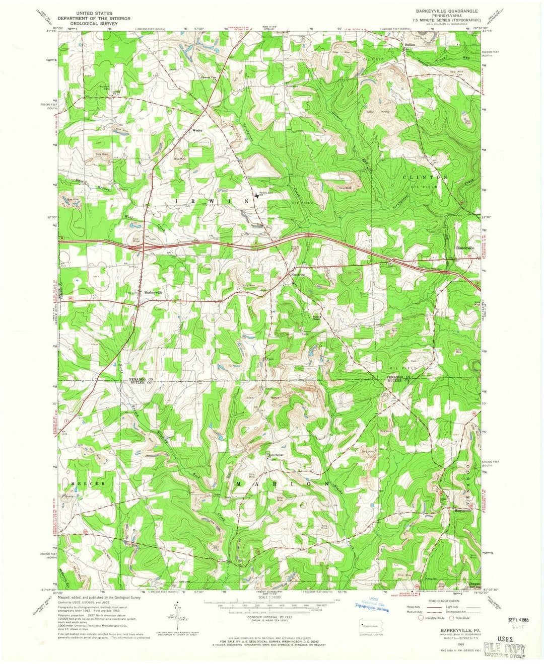 1963 Barkeyville, PA - Pennsylvania - USGS Topographic Map