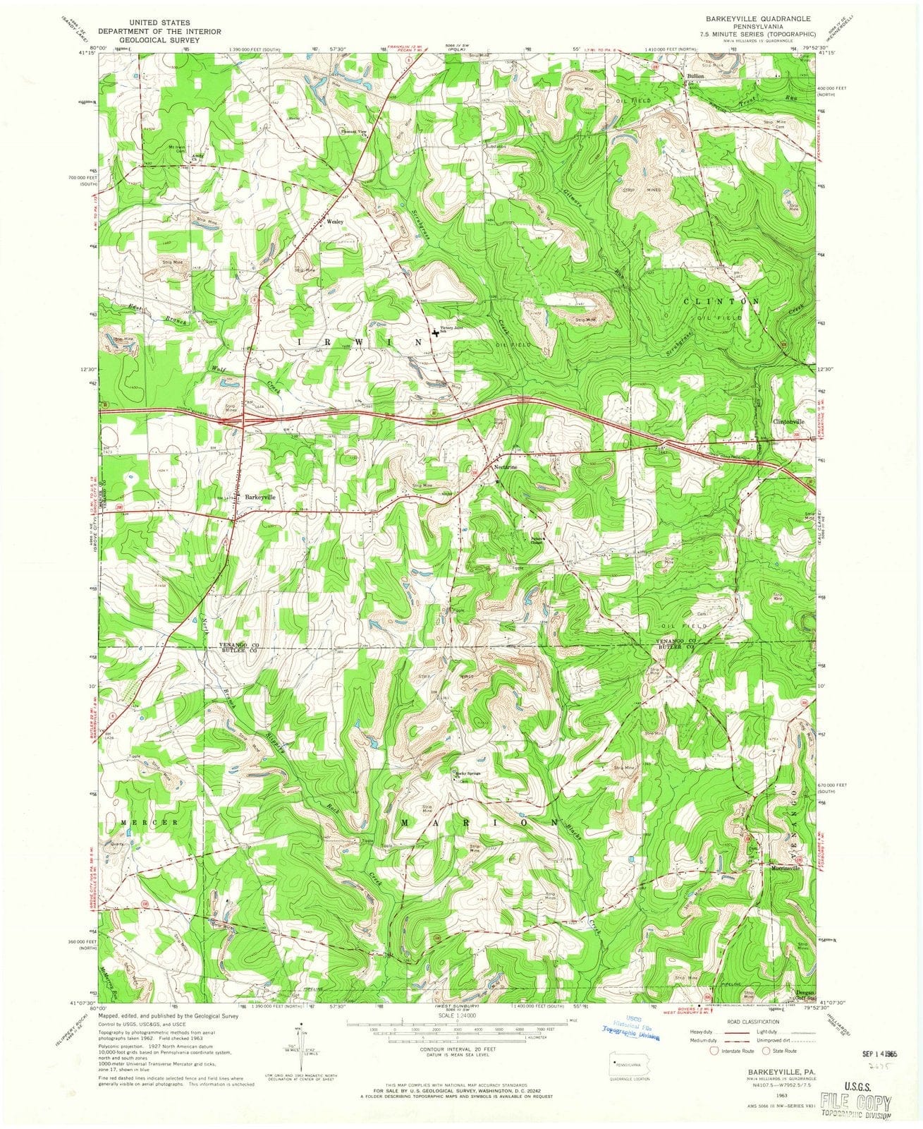 1963 Barkeyville, PA - Pennsylvania - USGS Topographic Map