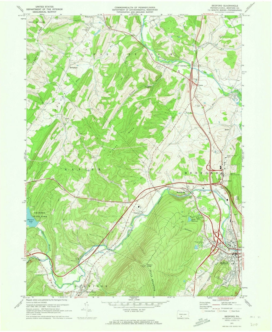 1971 Bedford, PA - Pennsylvania - USGS Topographic Map