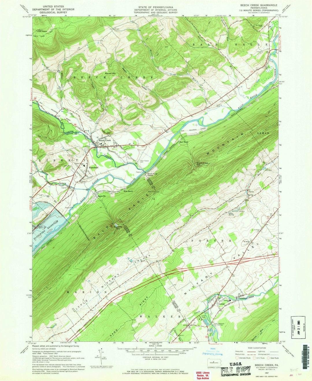 1967 Beech Creek, PA - Pennsylvania - USGS Topographic Map