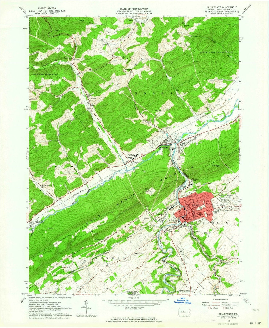 1962 Bellefonte, PA - Pennsylvania - USGS Topographic Map