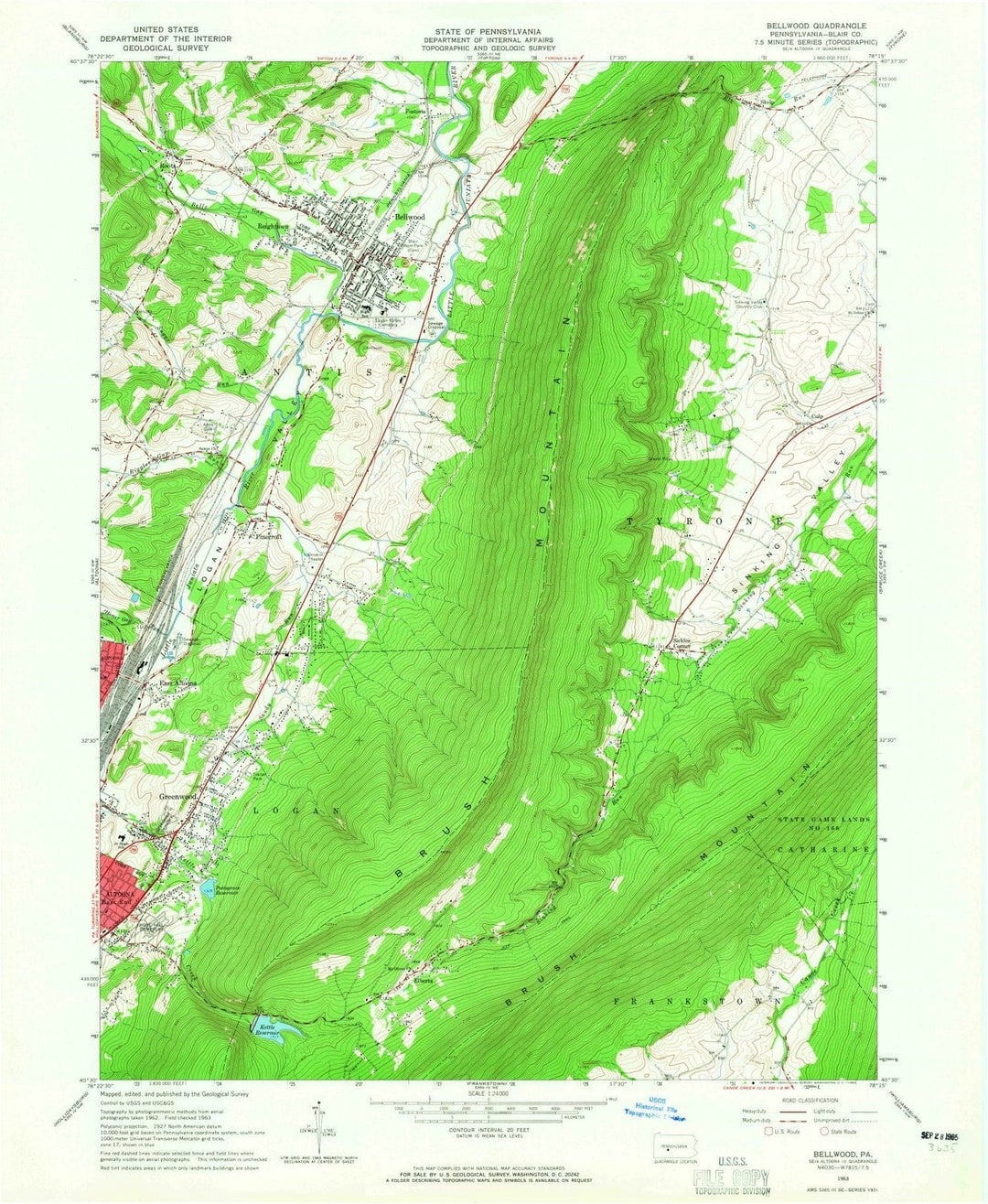 1963 Bellwood, PA - Pennsylvania - USGS Topographic Map