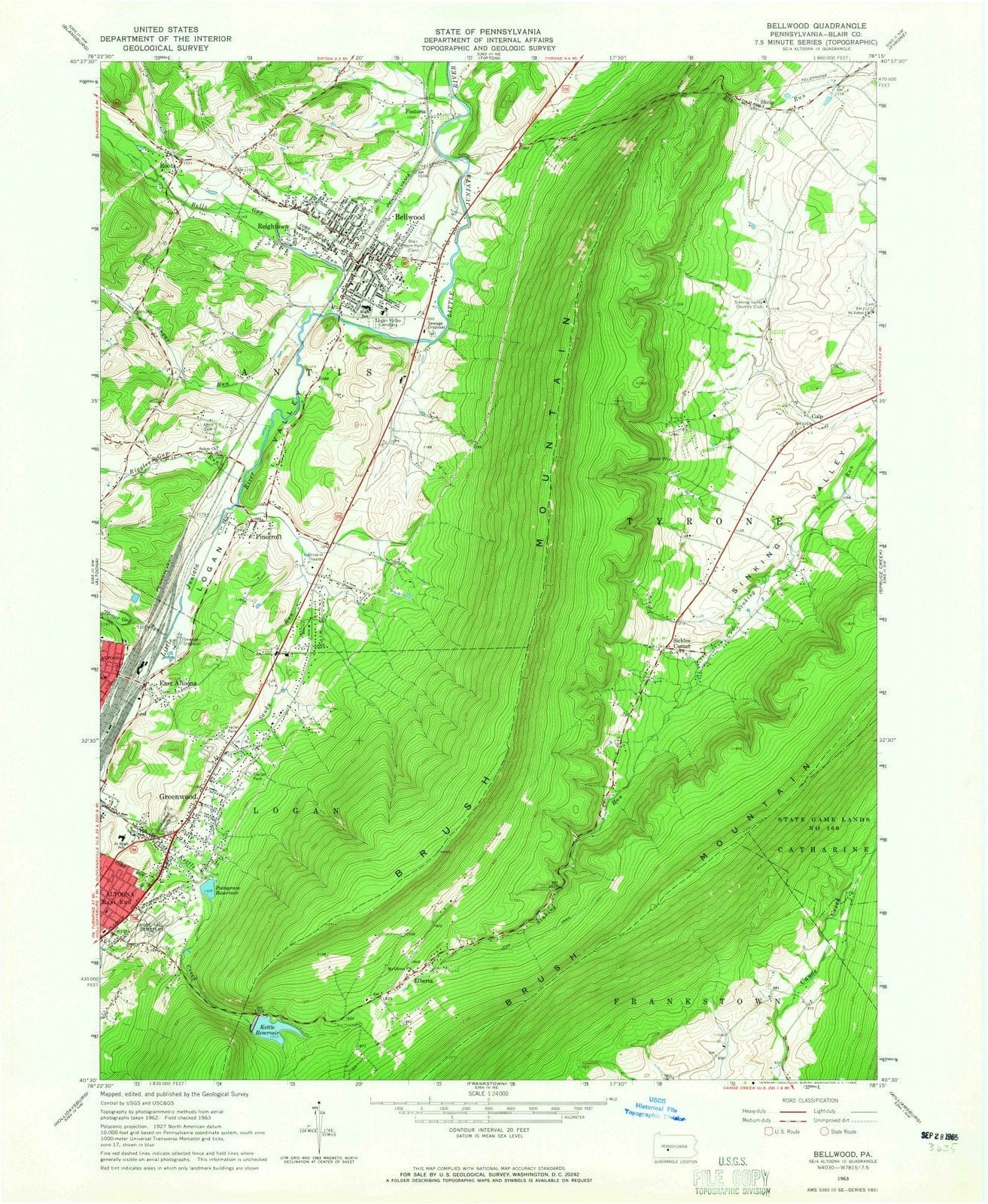 1963 Bellwood, PA - Pennsylvania - USGS Topographic Map