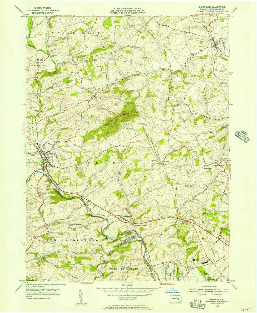 1955 Bernville, PA - Pennsylvania - USGS Topographic Map