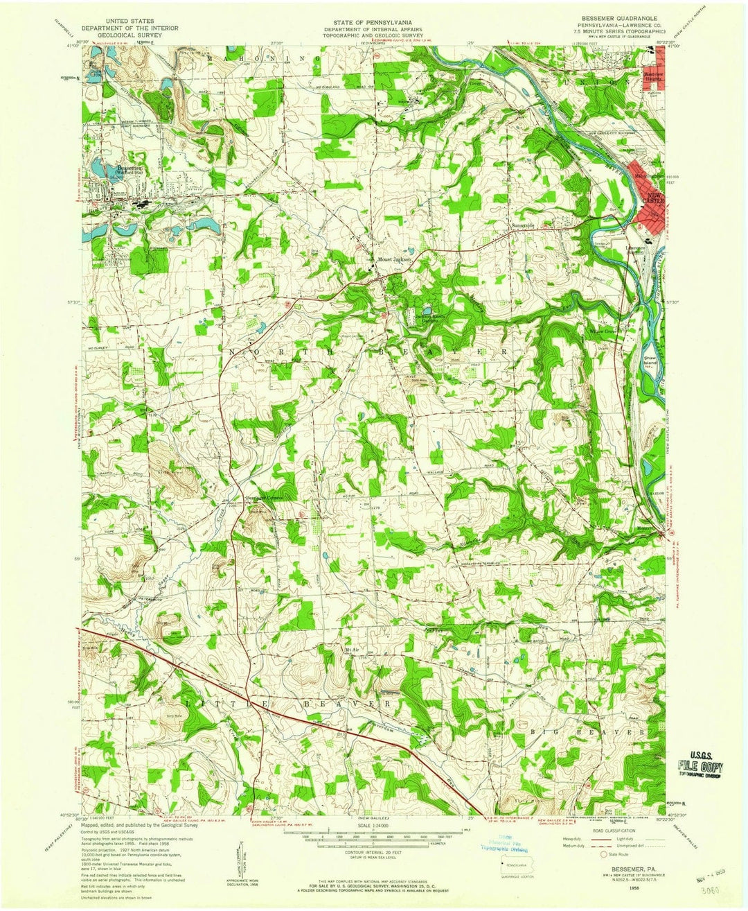 1958 Bessemer, PA - Pennsylvania - USGS Topographic Map