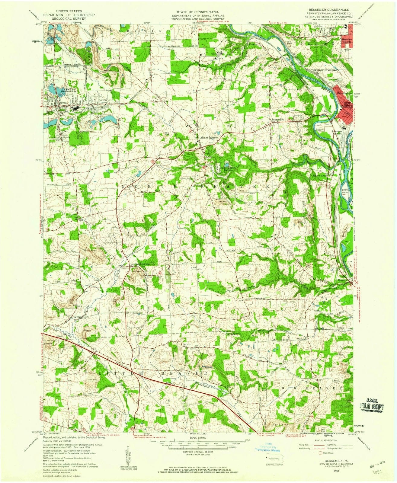 1958 Bessemer, PA - Pennsylvania - USGS Topographic Map