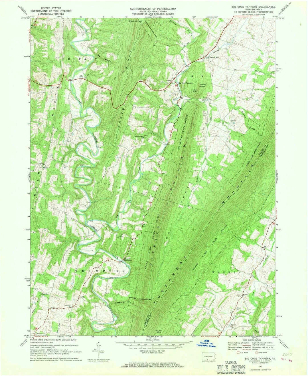 1967 Big Cove Tannery, PA - Pennsylvania - USGS Topographic Map