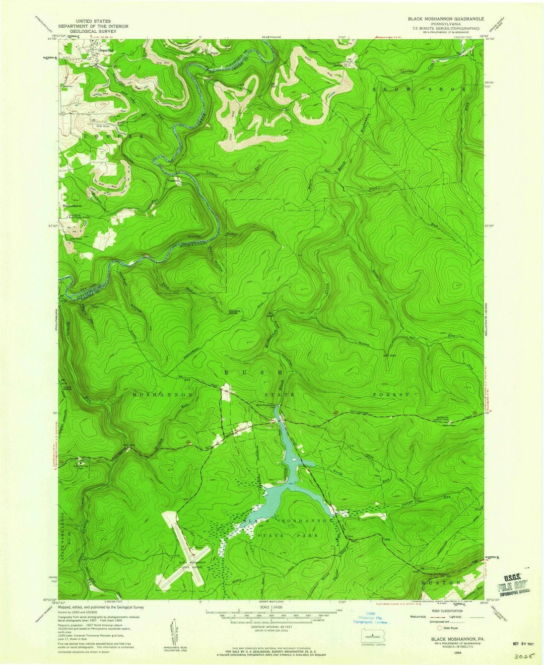 1959 Black Moshannon, PA - Pennsylvania - USGS Topographic Map