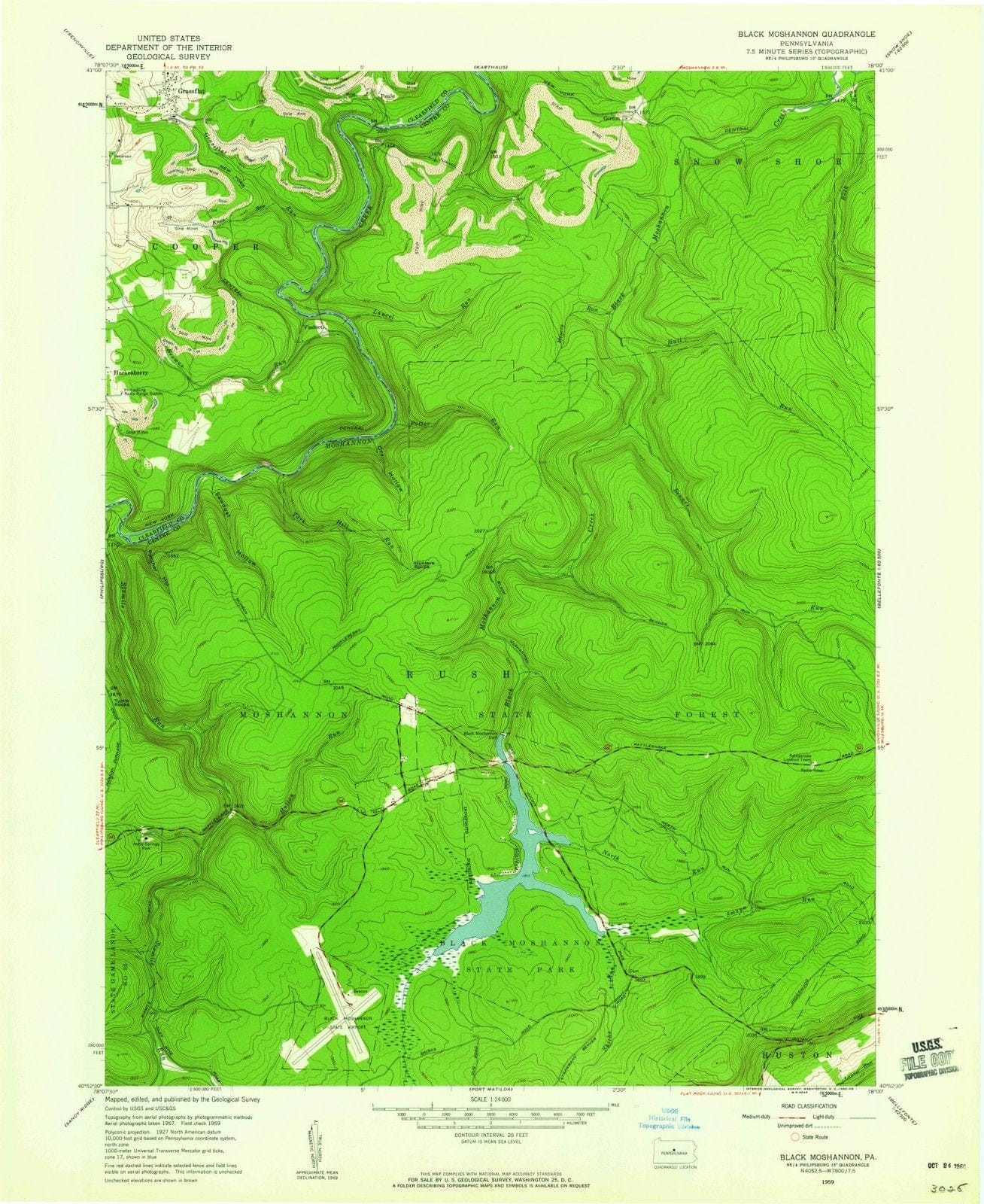 1959 Black Moshannon, PA - Pennsylvania - USGS Topographic Map