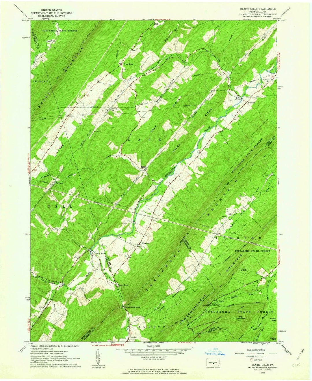 1960 Blairs Mills, PA - Pennsylvania - USGS Topographic Map