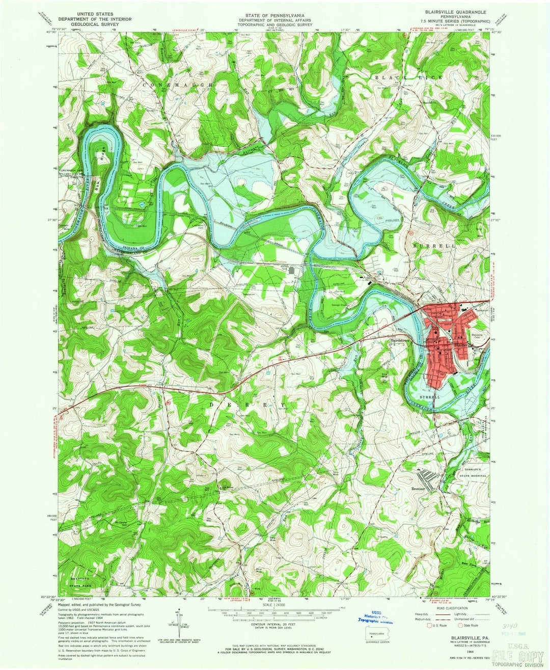 1964 Blairsville, PA - Pennsylvania - USGS Topographic Map