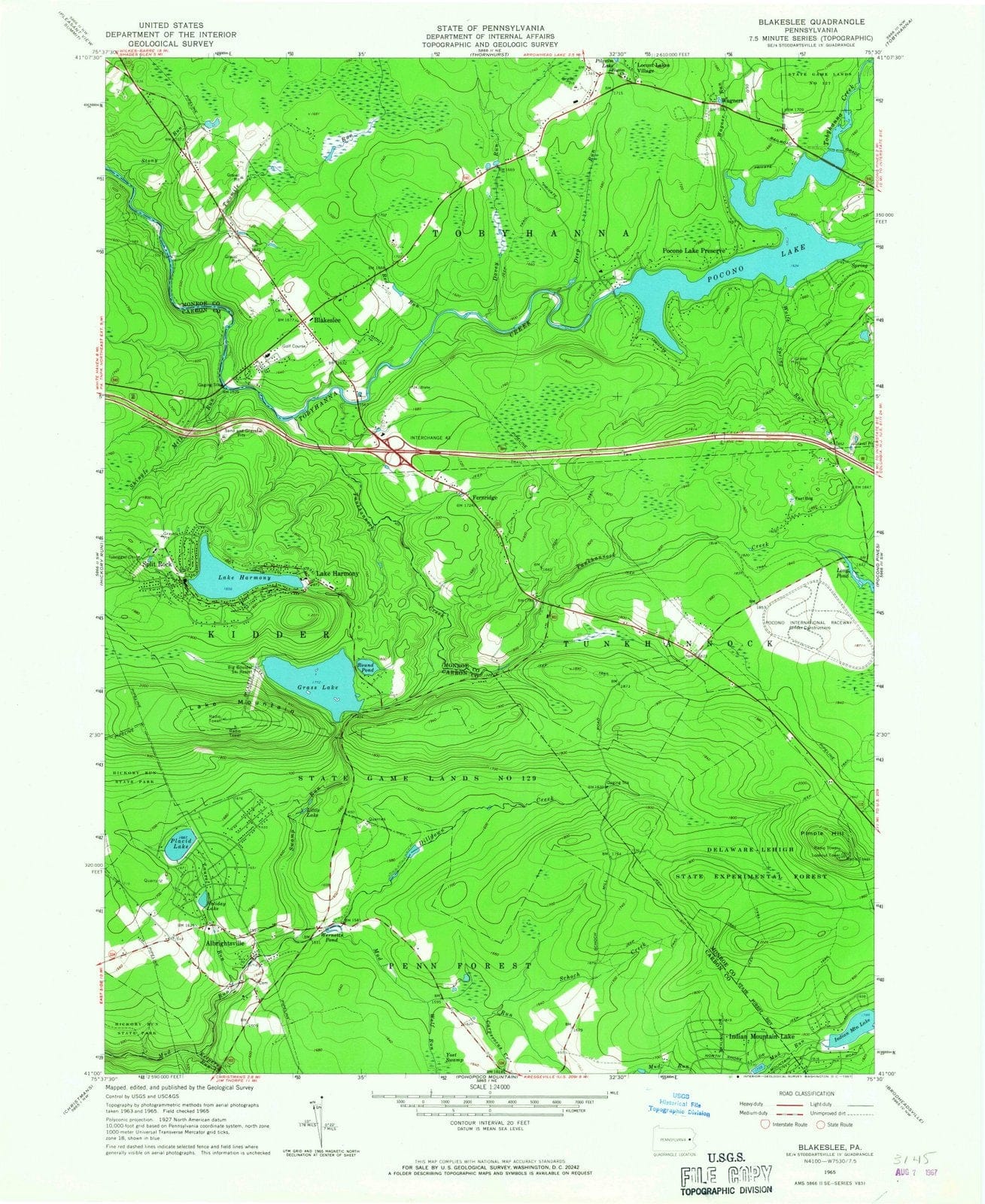 1965 Blakeslee, PA - Pennsylvania - USGS Topographic Map