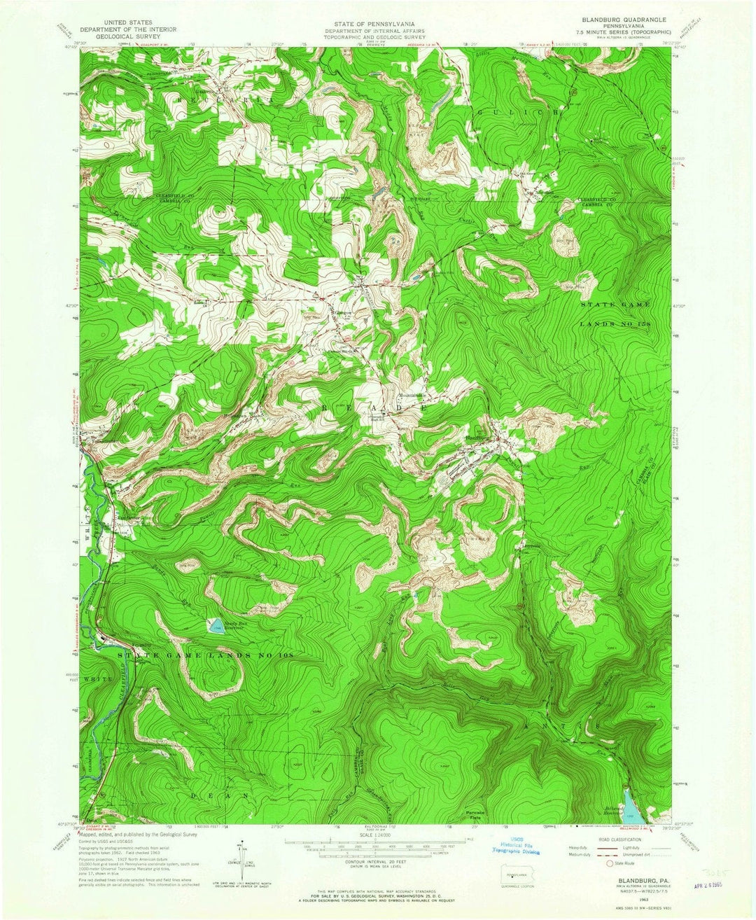 1963 Blandburg, PA - Pennsylvania - USGS Topographic Map