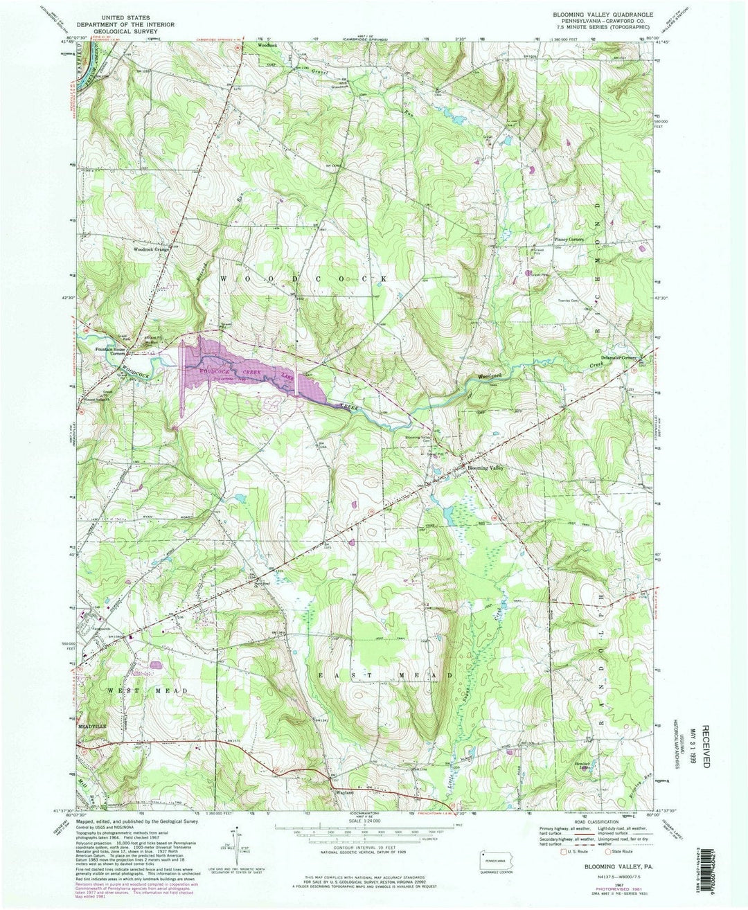 1967 Blooming Valley, PA - Pennsylvania - USGS Topographic Map